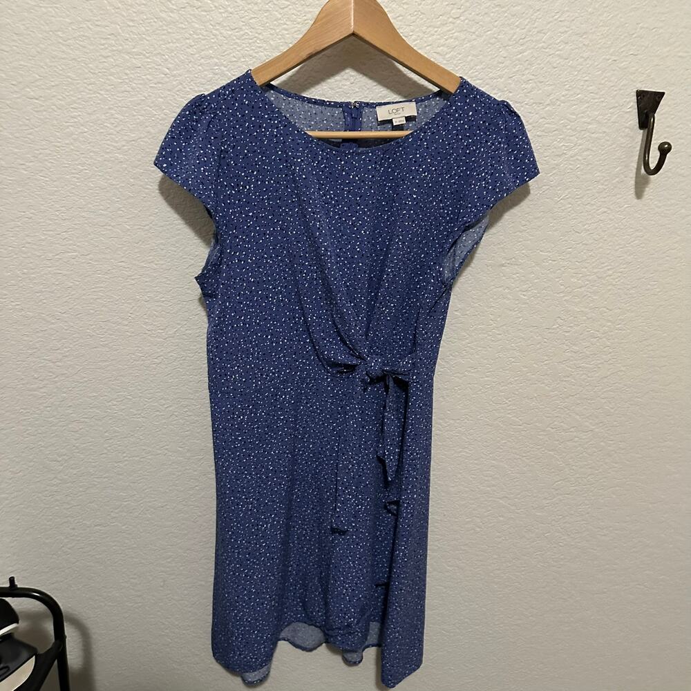 LOFT Blue Dotted Dress Size 10